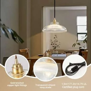 Stylish Qufute Mid Century Glass Plug-in Pendant Light