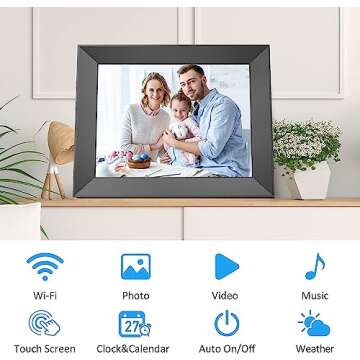 FULLJA WiFi Digital Picture Frame 9 Inch, Smart Digital Photo Frame with IPS Touch Screen HD Display, 8GB Storage, Easy to Share Photos or Videos via Free APP, Email, Cloud (Black)