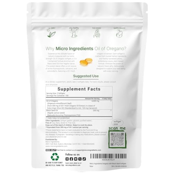 Immune Support Oil of Oregano Softgels 6000mg with Black Seed Oil