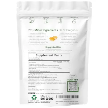 Immune Support Oil of Oregano Softgels 6000mg with Black Seed Oil