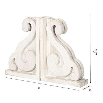 GENMOUS Rustic Vintage Scroll Corbel Bookends Set of 2