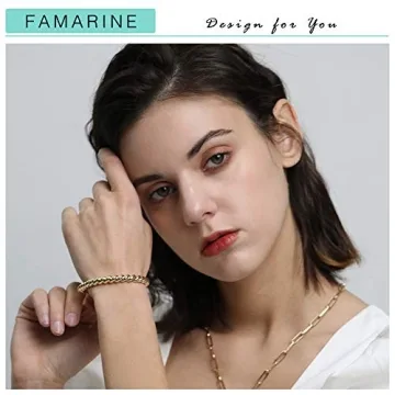 Stylish FAMARINE Twisted Thin Bangle for Women, Gold-Plated