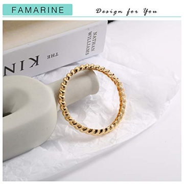 Stylish FAMARINE Twisted Thin Bangle for Women, Gold-Plated