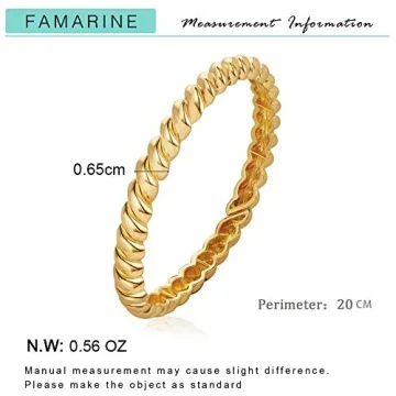 Stylish FAMARINE Twisted Thin Bangle for Women, Gold-Plated