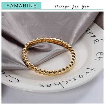 Stylish FAMARINE Twisted Thin Bangle for Women, Gold-Plated