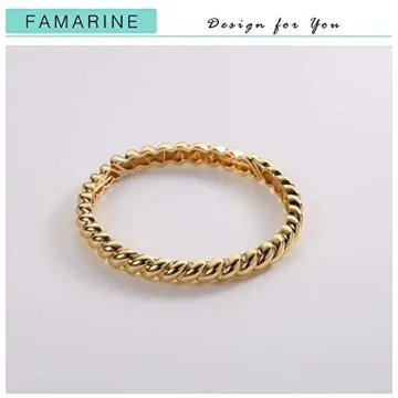 Stylish FAMARINE Twisted Thin Bangle for Women, Gold-Plated