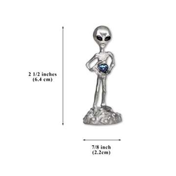 Charming Pewter Alien Statue with Crystal Ball Gift