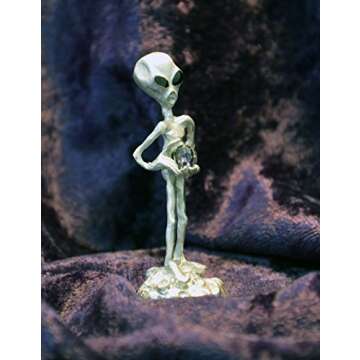 Charming Pewter Alien Statue with Crystal Ball Gift