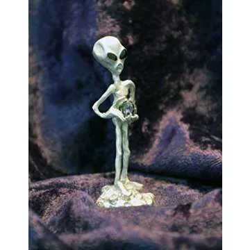 Charming Pewter Alien Statue with Crystal Ball Gift