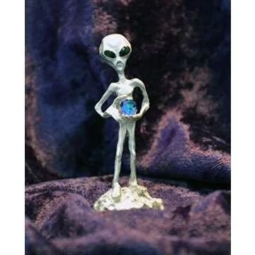 Charming Pewter Alien Statue with Crystal Ball Gift