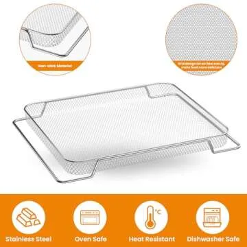 Air Fryer Basket for Breville Smart Oven Air Fryer Pro, 3pcs Stainless Steel Mesh Baskets Air Fryer Accessories, Mesh Tray for Oven, Microwave Ovenro (for Breville:16.5"D x 11.8"W x 0.5"H)