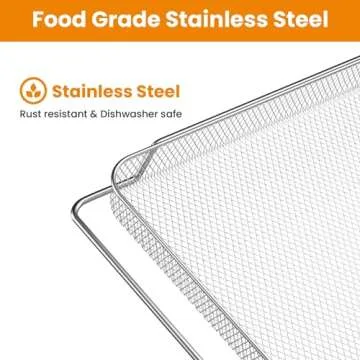 Air Fryer Basket for Breville Smart Oven Air Fryer Pro, 3pcs Stainless Steel Mesh Baskets Air Fryer Accessories, Mesh Tray for Oven, Microwave Ovenro (for Breville:16.5"D x 11.8"W x 0.5"H)