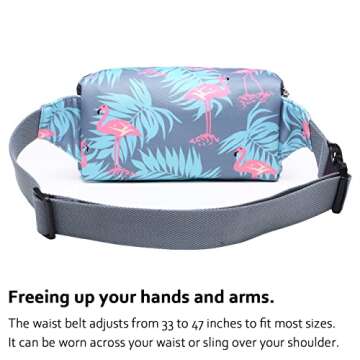 HotStyle 521s Fashion Fanny Pack, Small Waist Bag for Hiking, Cross Body Style Cute for Women, Kids & Girls, Millennial Flamingos