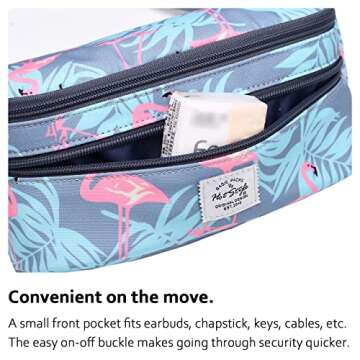 HotStyle 521s Fashion Fanny Pack, Small Waist Bag for Hiking, Cross Body Style Cute for Women, Kids & Girls, Millennial Flamingos