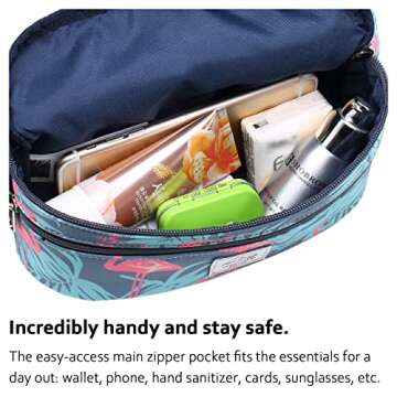 HotStyle 521s Fashion Fanny Pack, Small Waist Bag for Hiking, Cross Body Style Cute for Women, Kids & Girls, Millennial Flamingos