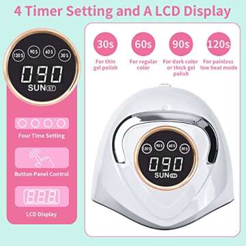 HOLDRUBY UV LED Nail Lamp 180W Fast Nail Dryer for Gel Polish with 48 Lamp Beads 4 Times UV Nail Light Large Space Curing Lamps for Home Salon(White)