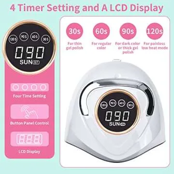 HOLDRUBY UV LED Nail Lamp 180W Fast Nail Dryer for Gel Polish with 48 Lamp Beads 4 Times UV Nail Light Large Space Curing Lamps for Home Salon(White)