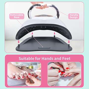 HOLDRUBY UV LED Nail Lamp 180W Fast Nail Dryer for Gel Polish with 48 Lamp Beads 4 Times UV Nail Light Large Space Curing Lamps for Home Salon(White)