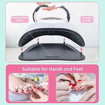 HOLDRUBY UV LED Nail Lamp 180W Fast Nail Dryer for Gel Polish with 48 Lamp Beads 4 Times UV Nail Light Large Space Curing Lamps for Home Salon(White)