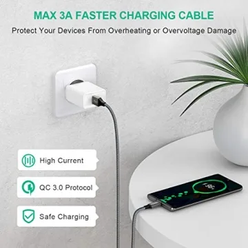 etguuds USB A to C Cable 2-Pack Fast Charging Durable