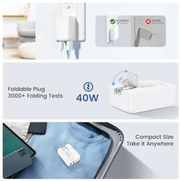 40W Flat USB C Wall Charger, 4Ports Foldable & Slim Fast Charging Blocks, Multiport Type C Cube Box Power Adapter Plug, Boxeroo USB C Charger Block Brick for iPhone Samsung Tablet Pixel (White)