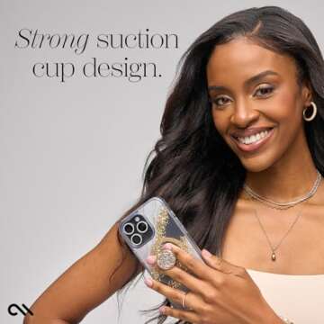 Case-Mate Minis | Cell Phone Grip & Phone Stand | Suction Cup Cell Phone Holder [Removable for Wireless Charging] for iPhones, Android Smartphones, Kindles & More | Twinkle Gold