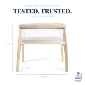 Baby Delight Heirloom Willow Wooden Bassinet | Bedside Sleeper & Baby Bassinet | 100% GOTS Certified Organic Cotton Fabric | Organic Oat