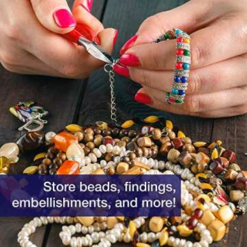 Bead Storage Solutions Elizabeth Ward Plastic Organizer Tray with Clear Snap Shut Lid for Sorting Craft Supplies, Fasteners, Crystals (2 Pack)