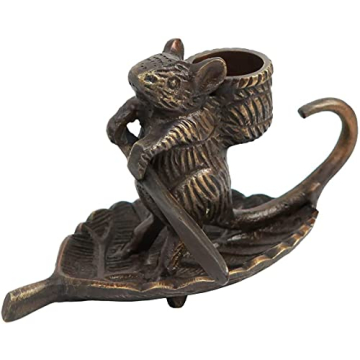 Oakestry Intrepid Mouse Candleholder Antique Bronze Finish for Elegant Home Decor