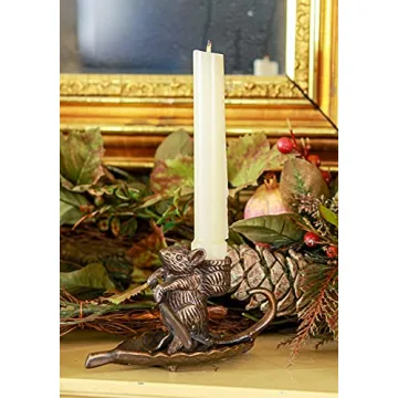 Intrepid Mouse Candleholder Antique Bronze Finish