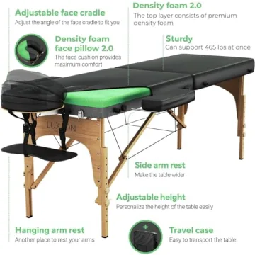 Luxton Home Premium Portable Massage Table - Adjustable & Foldable