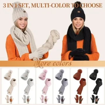 Fleece Lined Winter Hat, Scarf & Gloves Set