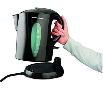 Hamilton Beach Electric Tea Kettle, Water Boiler & Heater, Cordless Serving, Auto-Shutoff Dry Protection, 1500 Watts for Fast Boiling, 1.8 Liter, Black