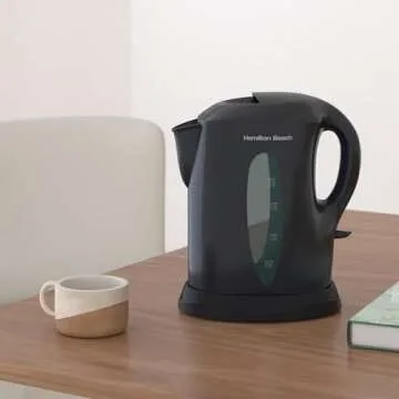 Hamilton Beach Electric Tea Kettle, Water Boiler & Heater, Cordless Serving, Auto-Shutoff Dry Protection, 1500 Watts for Fast Boiling, 1.8 Liter, Black