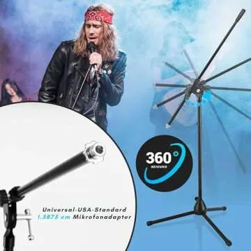 Pyle Heavy Duty Microphone Stand-Height Adjustable from 51.2'' to 78.75'' Inch High w/Extendable Telescoping Boom Arm 29.5'' and Stable Tripod Base-Clutch in T-Bar Adjustment Point PMKS56