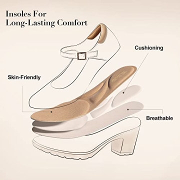 DREAM PAIRS Edenia Chunky Block Heels Size 8, White