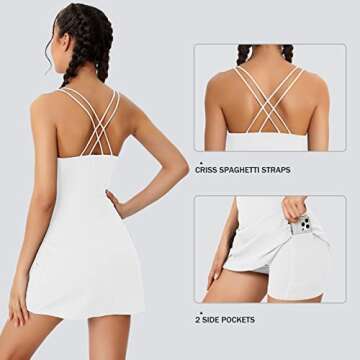 LouKeith Womens Tennis Dress with Built in Shorts & Bra Exercise Workout Sleeveless Athletic Golf Dresses with Pockets White S