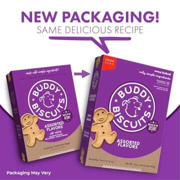 BUDDY BISCUITS 16 oz. Box of Crunchy Dog Treats Made with Assorted Flavors of Roasted Chicken, Grill...