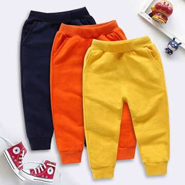 DCUTERQ Baby Boys Girls Sweatpants Casual Cotton Pure Color Sport Jogger Pants Athletic Trousers with Pockets White 4T