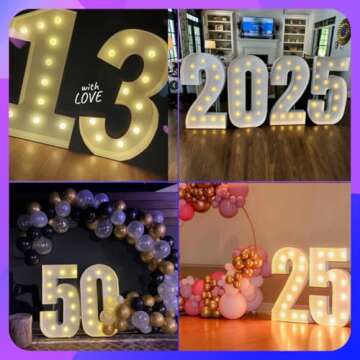4FT Marquee Light Up Number Pre-Cut Frame Giant Marquee Numbers 3, Mosaic Numbers for Balloons, 30th 13th Birthday Decorations 2023 Graduation Decorations, Balloon Arch Kit