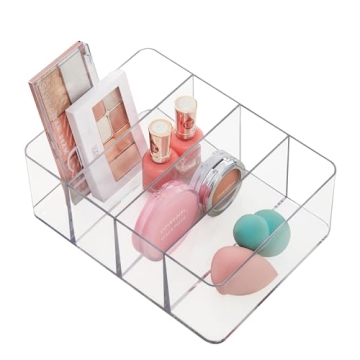 STORi Clear Plastic 4-Compartment Organizer for Makeup and More
