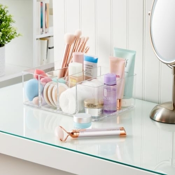 STORi Clear Plastic 4-Compartment Organizer for Makeup and More