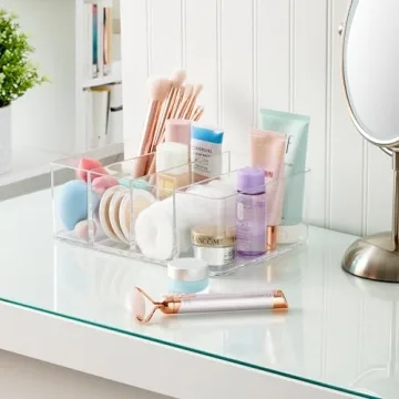 STORi Clear Plastic 4-Compartment Organizer for Makeup and More