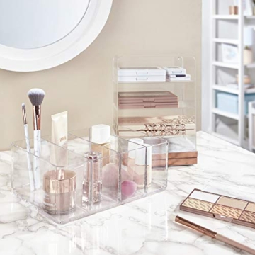 STORi Clear Plastic 4-Compartment Organizer for Makeup and More