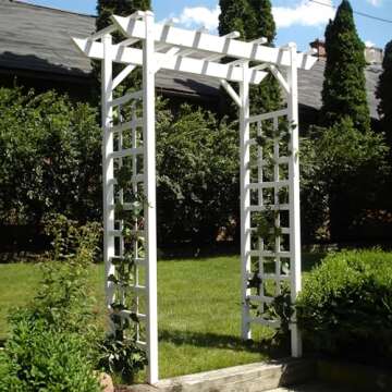 Dura-Trel PVC Garden Arbor, Arch Support for Climbing Plants, Providence, White, 64" x 85"