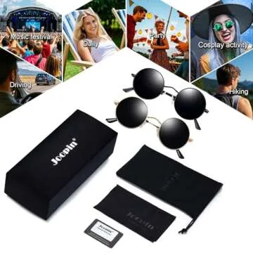 Joopin Small Round Sunglasses Circle Sun Glasses Polarized UV400 Teashade Circular Shades for Men Women Halloween Costume (Gold Black+ All Black)