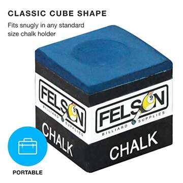 Felson Pool Chalk Cubes | Pool Table Accessories for Table Billiards | Pool Cue Chalk & Storage Box | Blue 12 Count (Pack of 1)