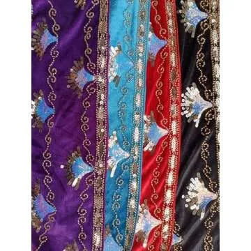 ZLTdream Belly Dance Hip Scarf with Coins Shell-Shape Glitter Sequin Sparkle Wrap Skirt for Women Outfit Accessory Black