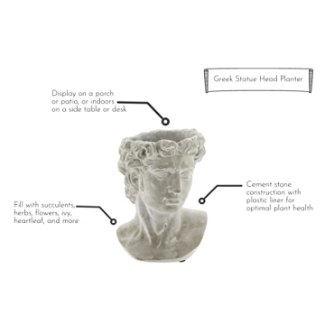 Greek Bust Cement Planter - Stylish Indoor/Outdoor Decor