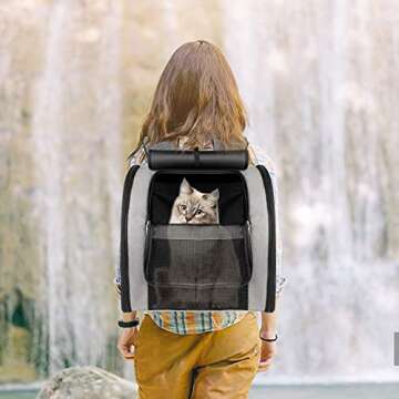 FOYOPET Pet Carrier Backpack for Cats and Dogs Up to 22 lbs, Collapsible Cat Carrier for Large Cats, Small Dog Carrier Ventilated Design for Puppies, Rabbits, Small Pets Travel, Hiking & Outdoor Use
